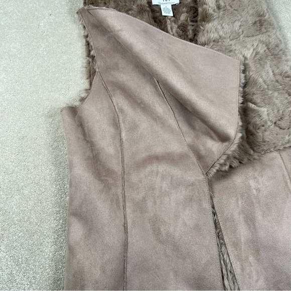 Magaschoni Faux Fur Faux Suede Vest Beige Soft Women's‎ Small - Picture 3 of 7